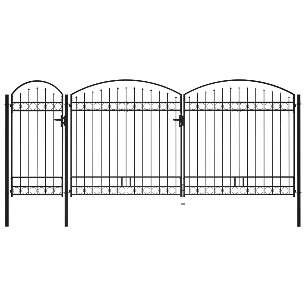 Garden Fence Gate with Arched Top Steel 2.25x5 m Black